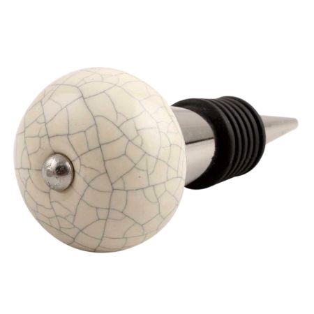 Cream Crackle Ceramic Wine Stopper